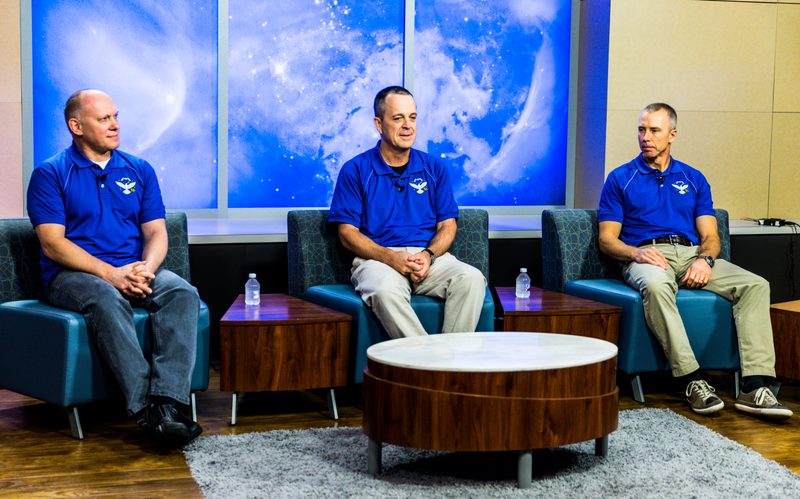 Left to right: Artemyev, Arnold and Feustel. Photo credit: Kurt Bradley